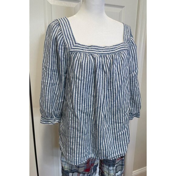 Universal‎ Thread Womens Striped Peasant Blouse Size M Prairie Cottage Oversized - Picture 2 of 10